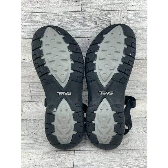 Teva Women's Black Grey Woven Strappy Adjustable Sandals Size 8 Comfort Walking - Picture 10 of 10